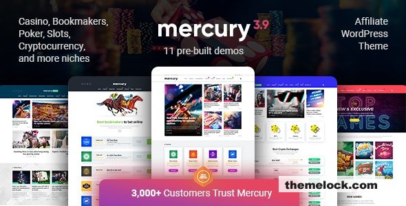 Mercury v3.9.11.1 - Gambling & Casino Affiliate WordPress Theme. News & Reviews