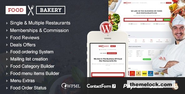 FoodBakery v4.6 – Food Delivery Restaurant Directory WordPress Theme