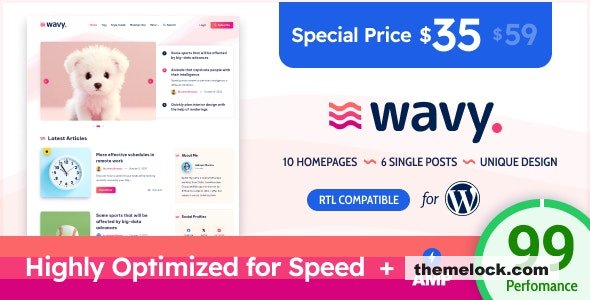 Wavy v1.8.0 – Modern & Lightweight Blog for WordPress