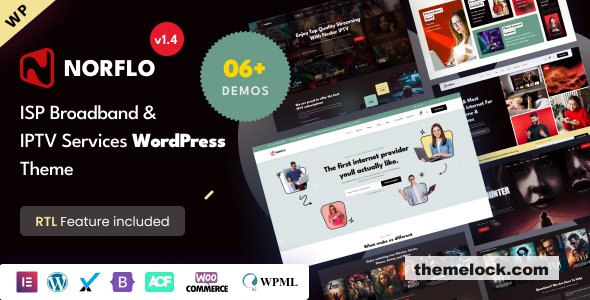 Norflo v1.6.0 - ISP & IPTV Services Elementor WordPress Theme