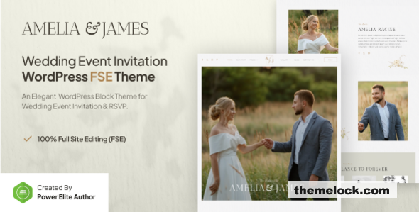 Amelia & James v1.0 – Wedding Invitation Gutenverse FSE WordPress Theme