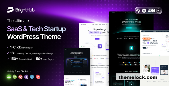 BrightHub v1.0.4 – SaaS & Tech Startup WordPress Theme