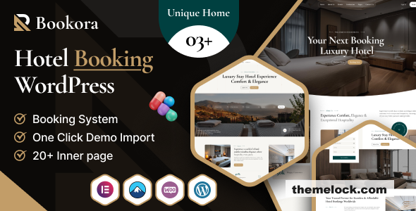 Bookora v1.0 – Hotel Booking WordPress Theme